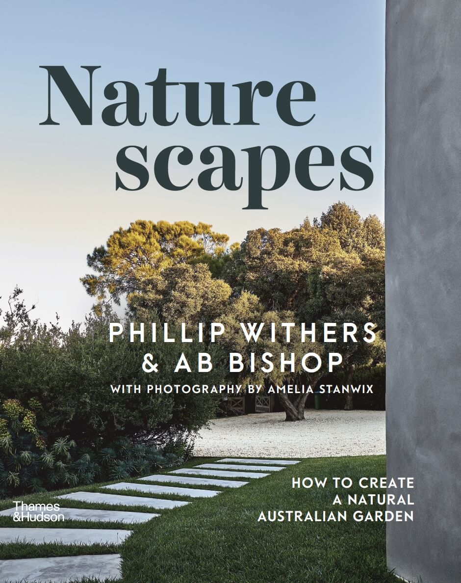 Book cover featuring photograph of paved garden with grey strip on right hand side. Title printed in bold, serif font