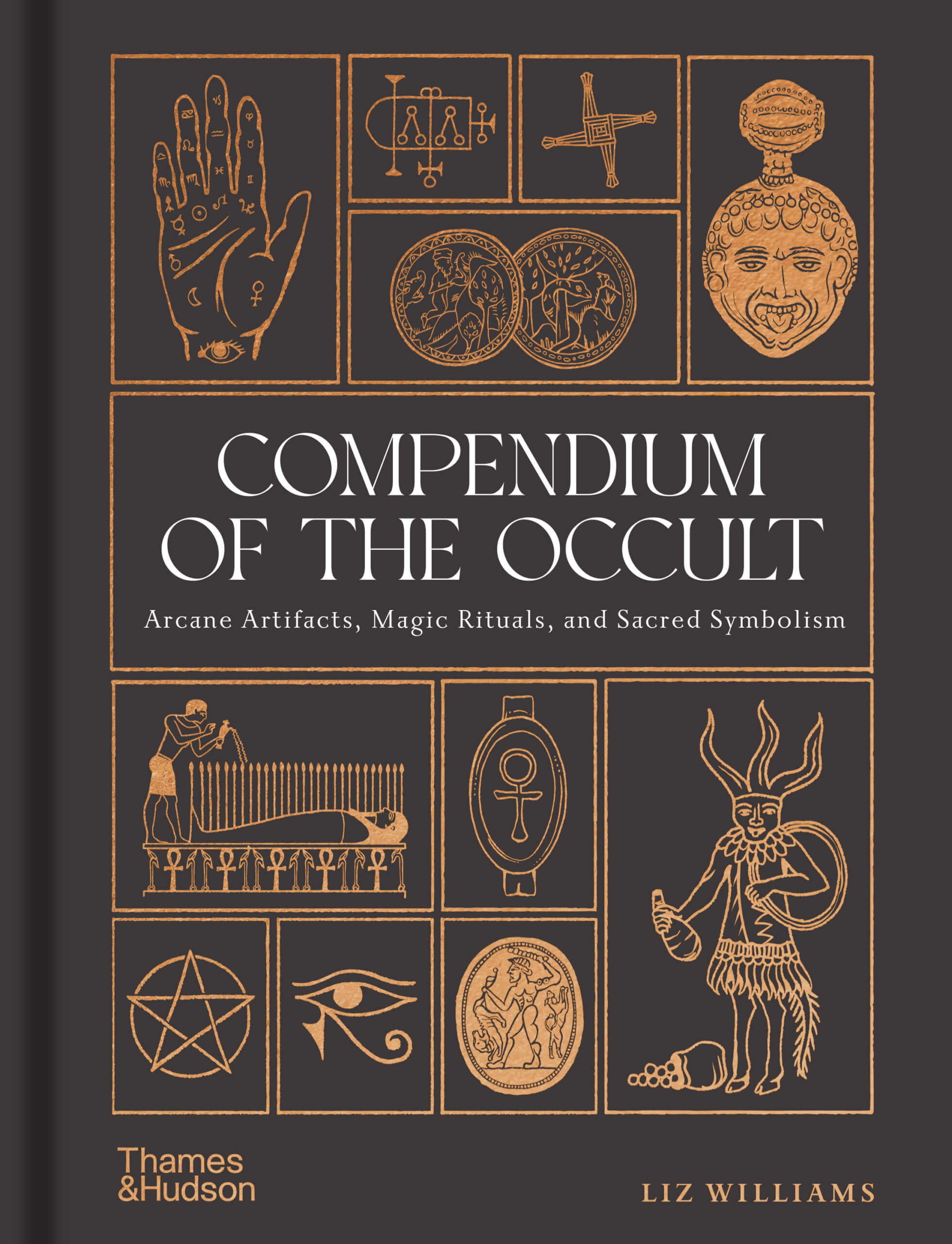 book cover featuring occult images on dark background