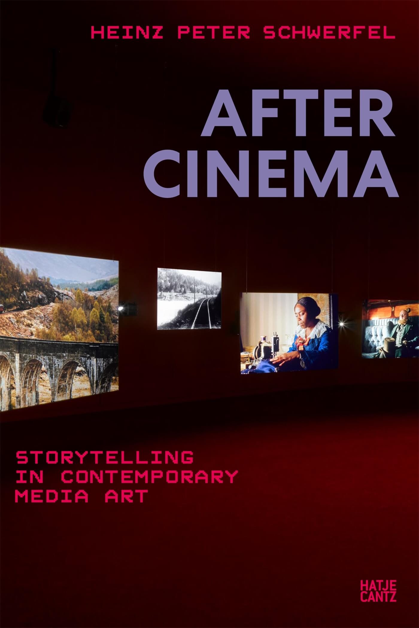 Book cover featuring various projection/ cinema screens on a dark black/red bacground