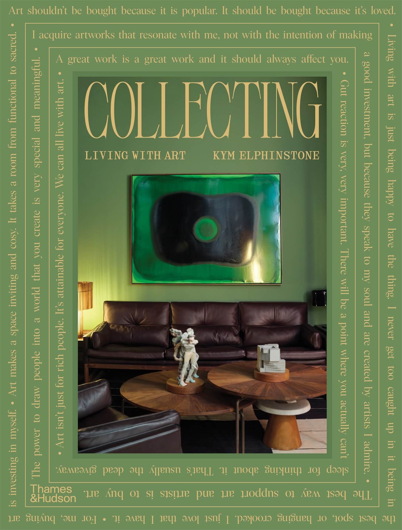 book cover featuring photograph of interior on a green background