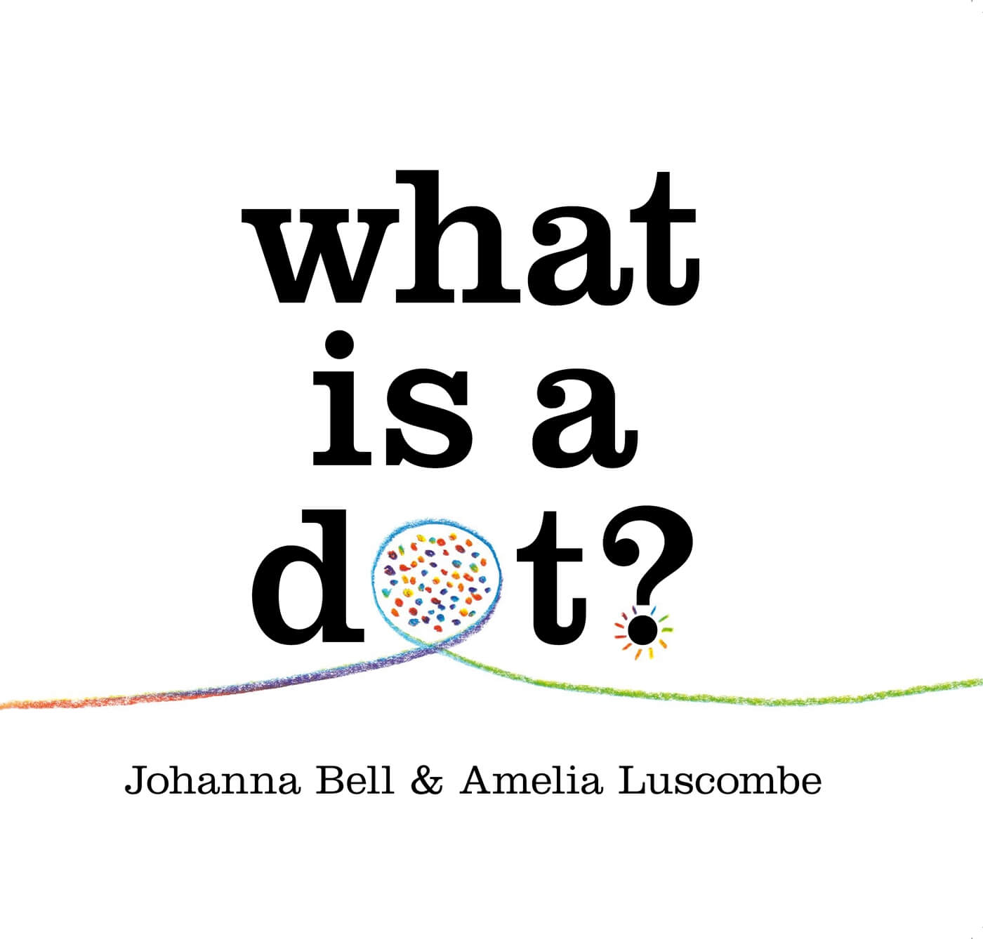 book cover featuring bold, black title and rainbow dot on white background