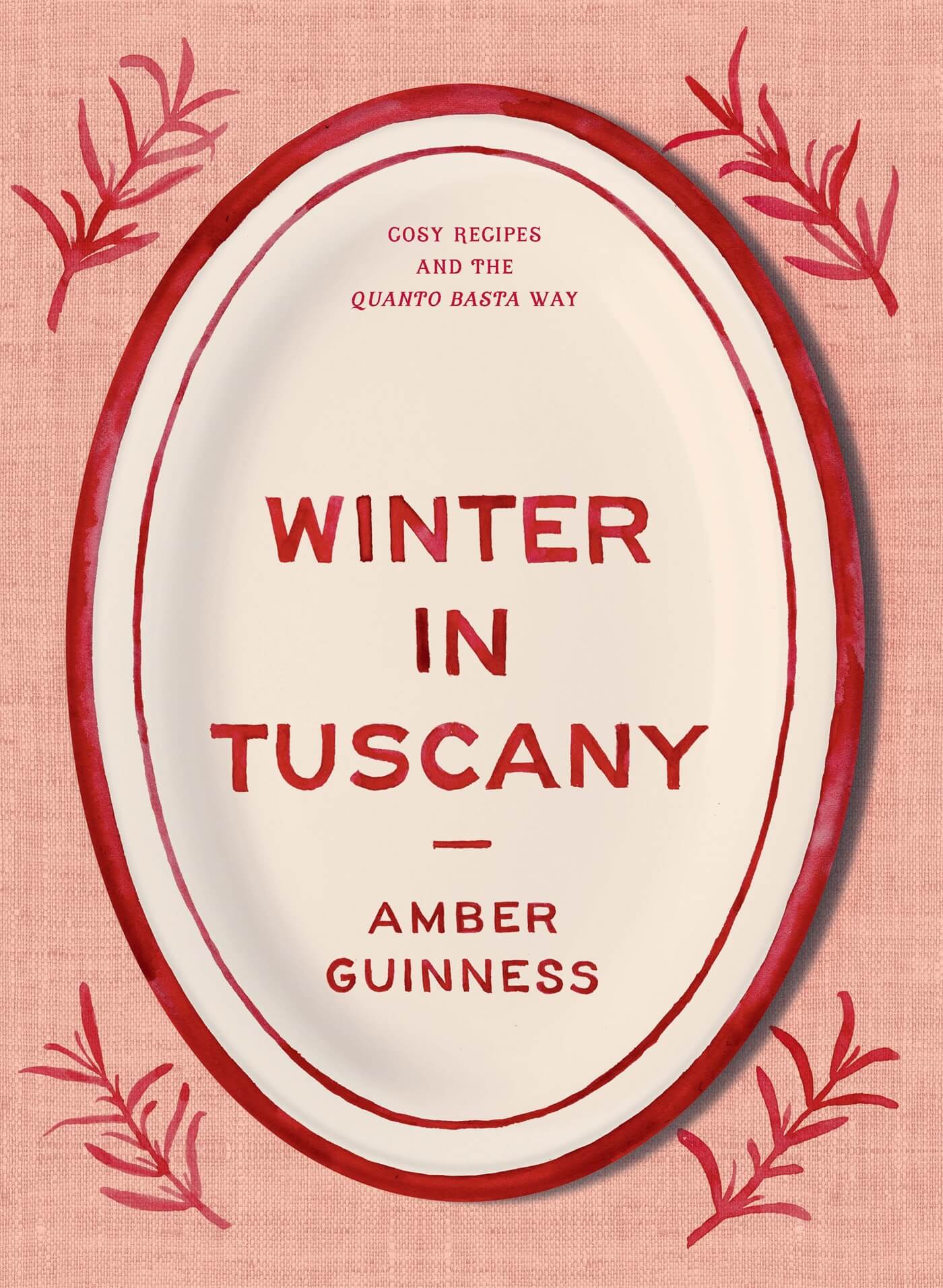 book cover featuring illustration of serving platter on pink background